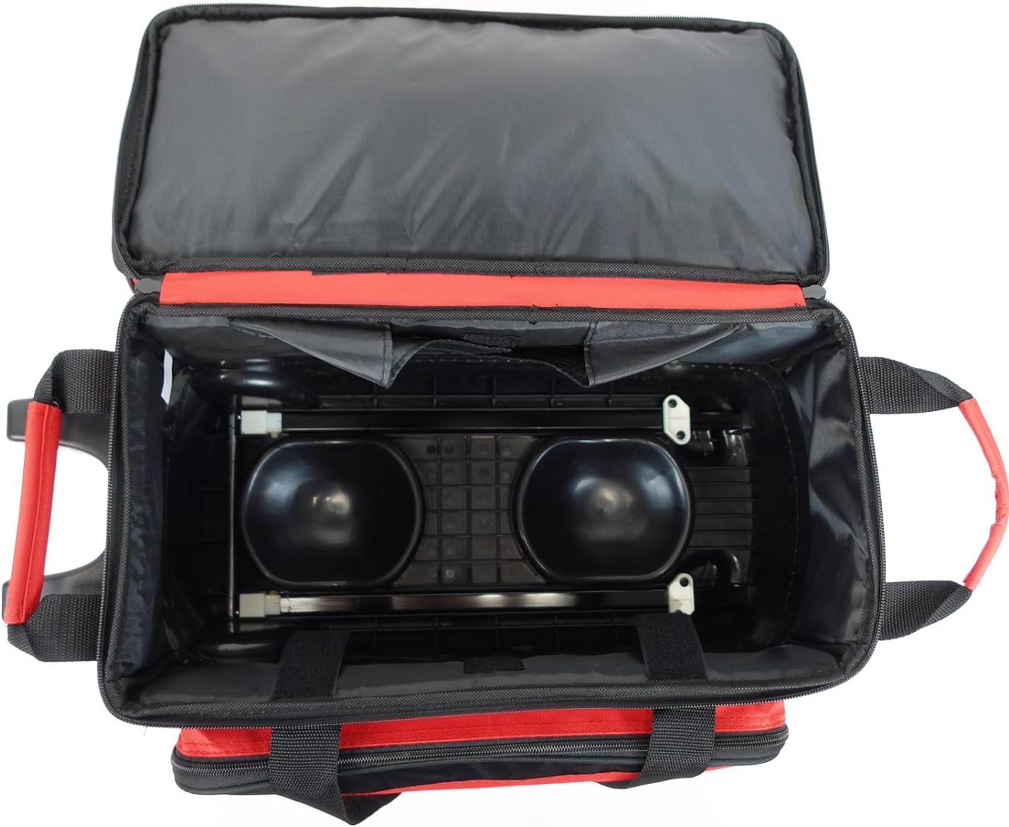 ELITE Deluxe 2 Ball Bowling Bag with 5" Smooth Wheels - Large Accessory Pocket, Shoe Compartment, 36" Extendable Handle