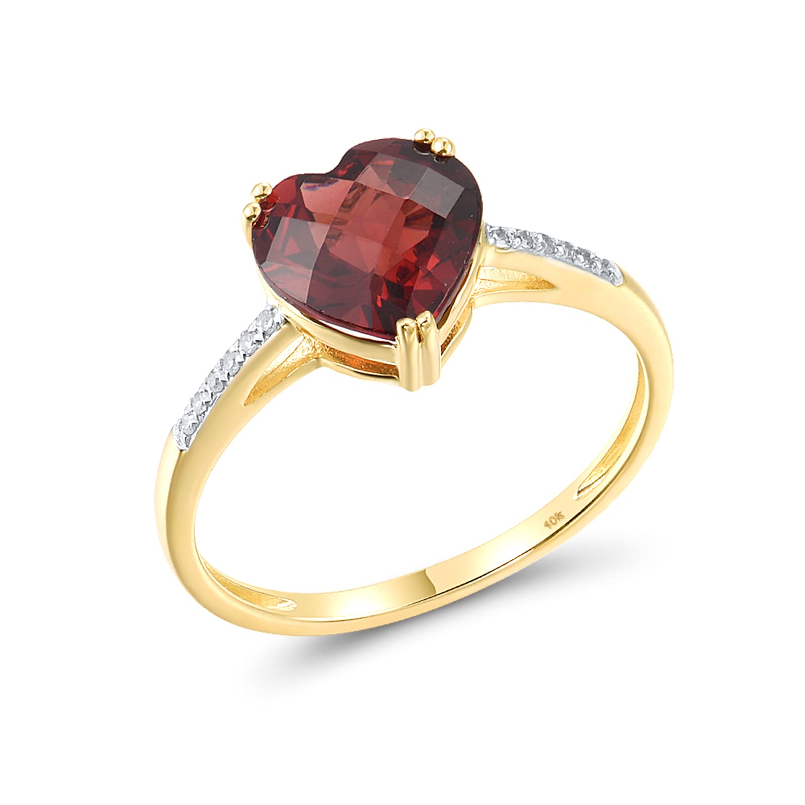 Santuzza 10K Solid Gold Solitaire Gemstone Genuine Diamond Ring for Women