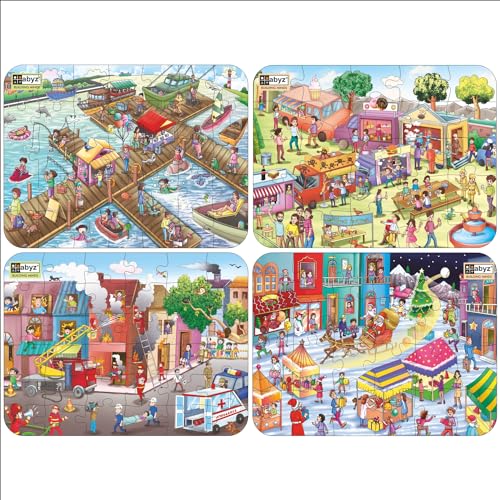 Image of ABYZ Jigsaw Puzzle, Different Design & Fun Educational Wooden Jigsaw for Little Explorer, 120 - Piece Wooden Puzzle with Multicolor, Birthday Gift for 36 Months - 6 Year Age Kids.