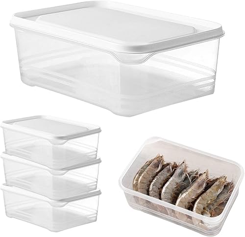 4 organizadores de plástico para refrigerador de 40.58 onzas, contenedores de almacenamiento de frutas apilables duraderos con tapas para