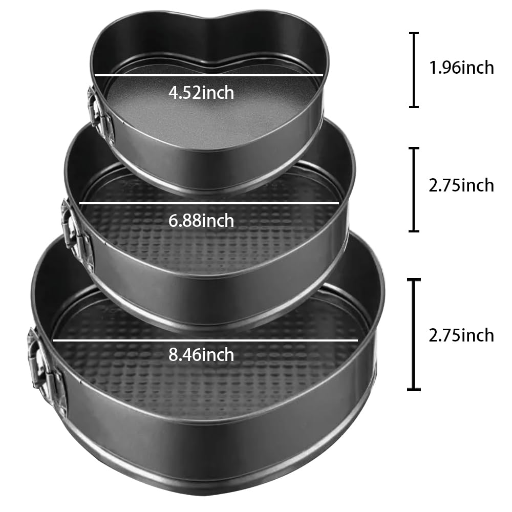 Springform - Juego de 3 moldes antiadherentes duraderos para hornear pasteles con parte inferior extraíble para hornear