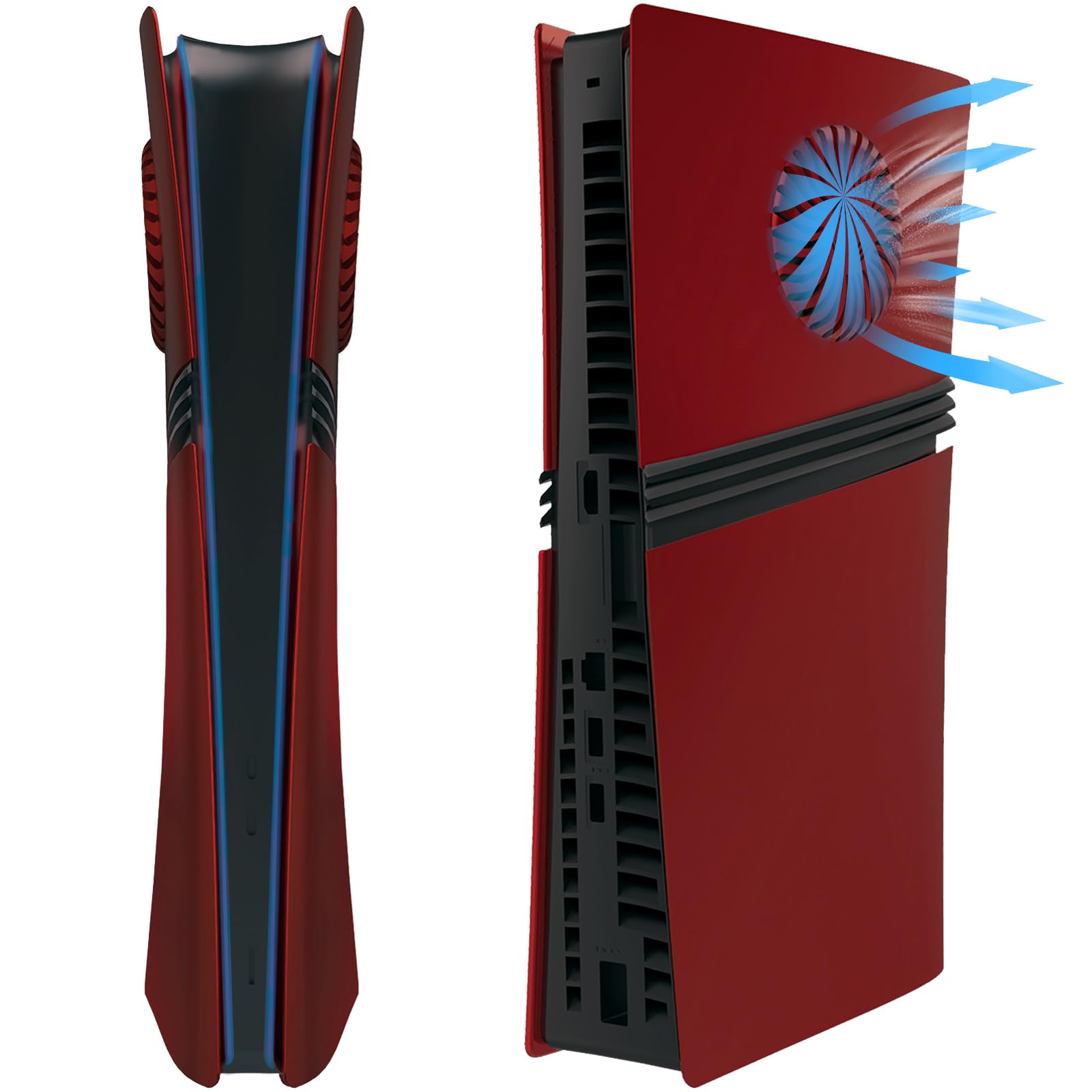 Façades antichocs pour PS5 Pro Digital Edition – Coques de Remplacement avec évents de Refroidissement, Panneaux clipsables Anti-poussière et Anti-Rayures pour Console PlayStation 5 Pro – (Rouge)