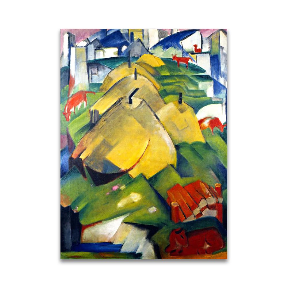 LZ6J8C9 Franz Marc《Alpine Scene》Famous Canvas Painting Reproductions.(60x90cm(23.7x35.5in/Frameless)