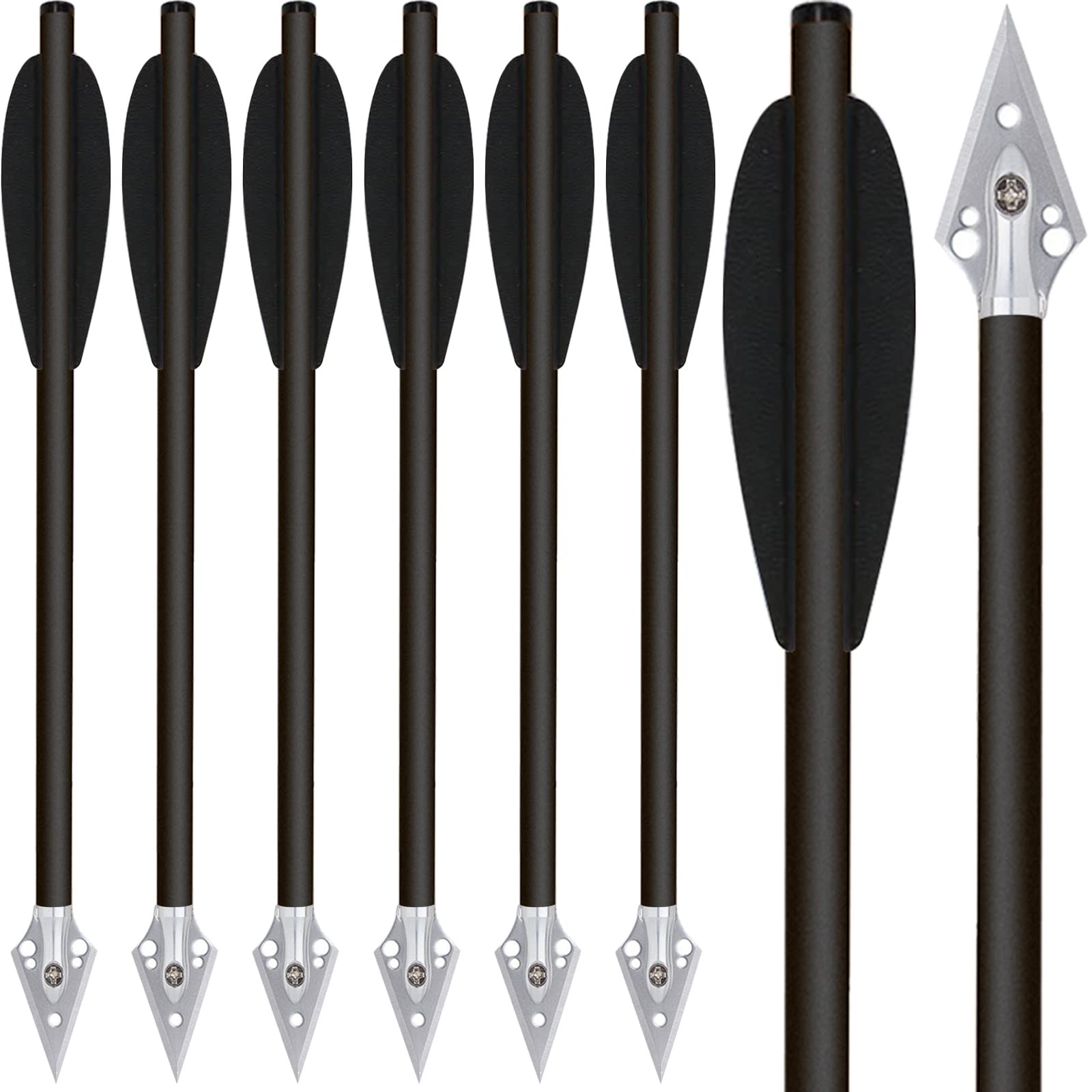 6,3" Bulloni per Balestra a Pistola in Carbonio Mini Frecce per Balestra con Punte da Caccia per 50-80lbs Pistola Balestra di Precisione Bersaglio Esercitarsi Frecce da Caccia (12pcs Nero)