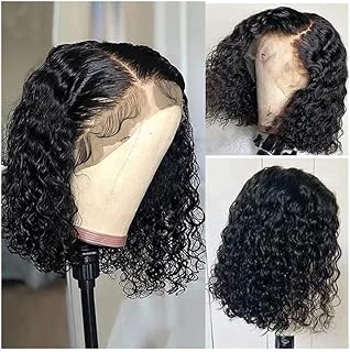 Daily Party Use Brazilian Human Hair Pre Plucked Water Wave Side Part Lace Front Wigs(16inches)