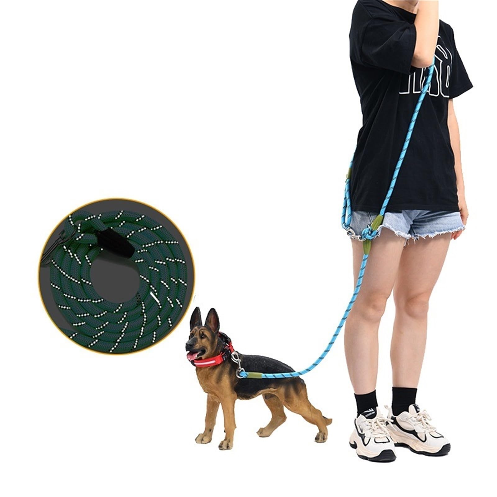 Ceinture en Nylon for Chiens de Compagnie, Laisse de Traction for la Course, Mains Libres pour Ceinture, Running(Black)