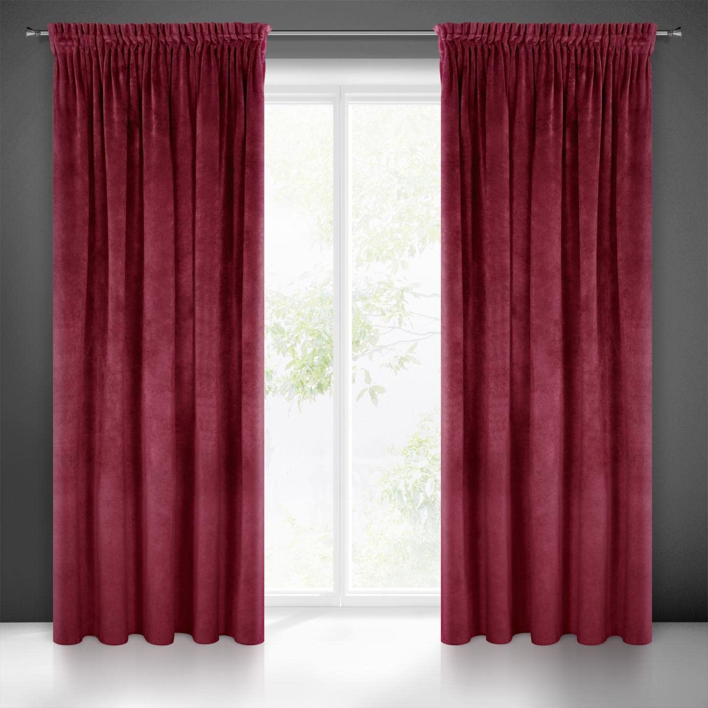 Eurofirany Villa Velvet Velvet Soft Curling Ribbon - 1 stuk Elegant gordijn dik 290 g/m², elegant glad, effen kleur, pluizig, modern, klassiek, woonkamer, slaapkamer, lounge, lichtbeige, 140 x 270 cm