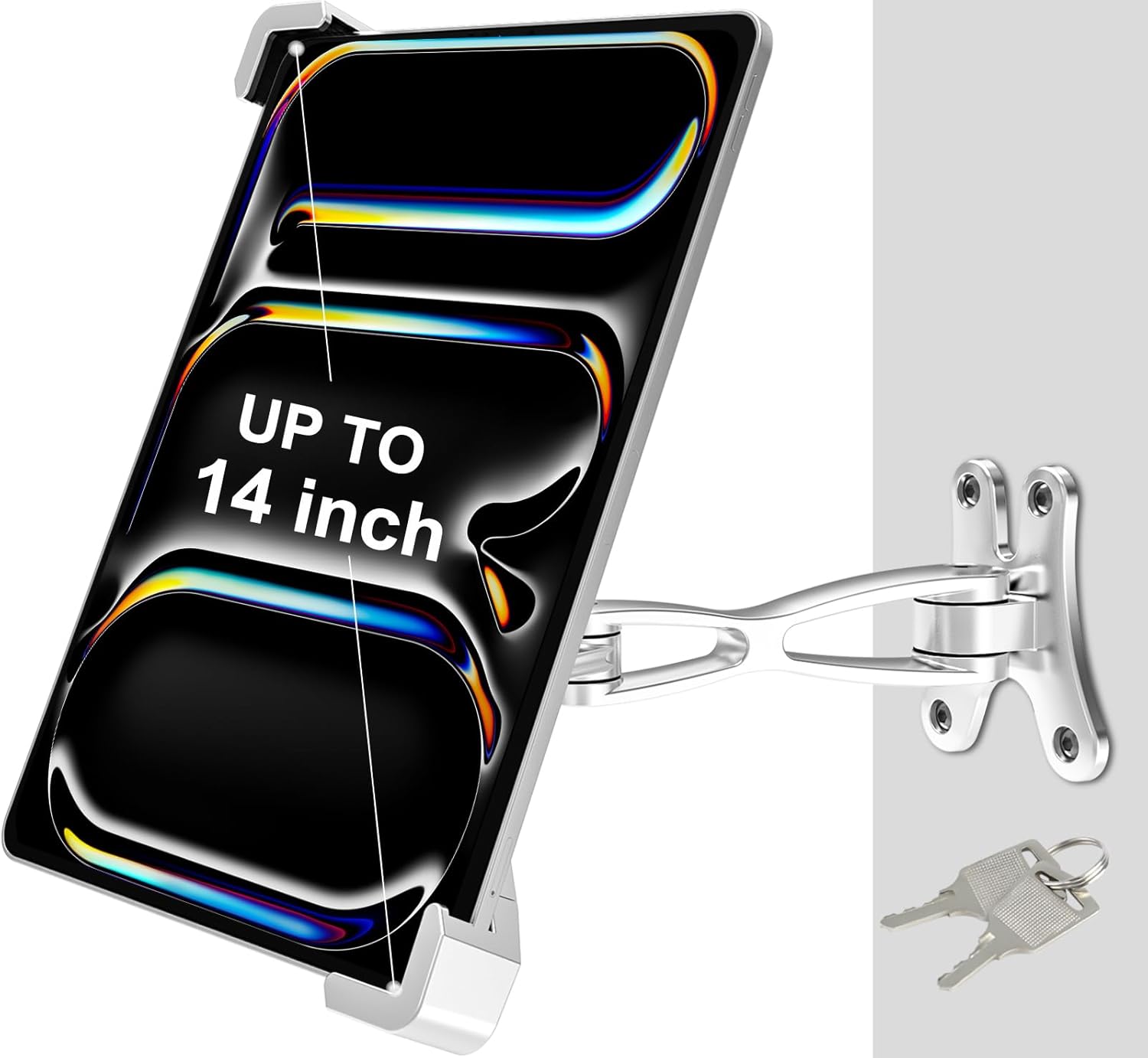 Anti-Theft Tablet Wall Mount, Security Wall Tablet Holder for Kiosk/Retail/Business, All Metal in-Wall Tablet Stand with Lock & Key, for iPad Pro 13 12.9 Air, Galaxy Tab, Surface, 9-14" Tablet