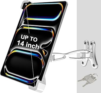 Anti-Theft Tablet Wall Mount, Security Wall Tablet Holder for Kiosk/Retail/Business, All Metal in-Wall Tablet Stand with Lock & Key, for iPad Pro 13 12.9 Air, Galaxy Tab, Surface, 9-14" Tablet