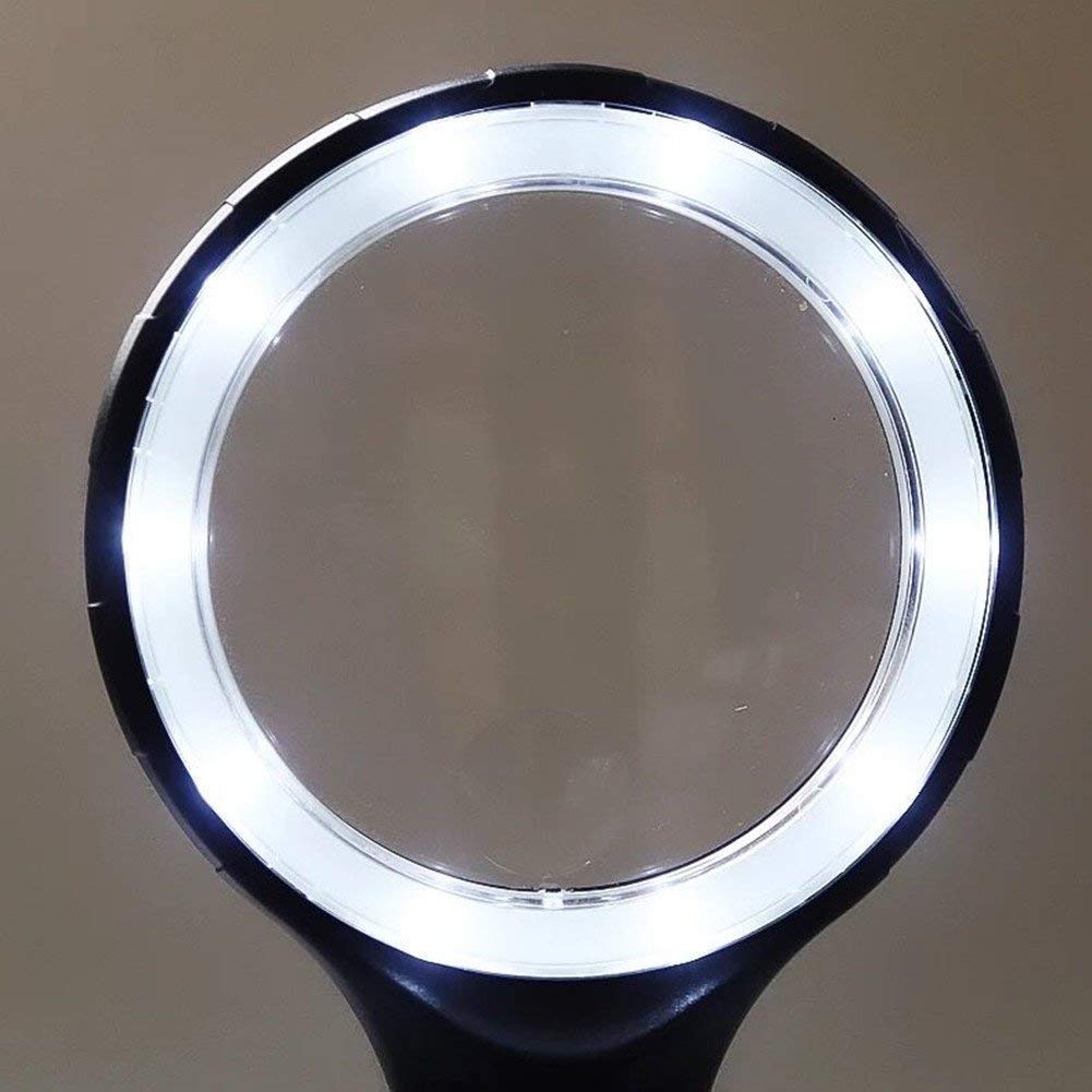 Lupa de Mano con luz LED, Aumento de 10 x 5 x, diámetro de Lente óptica de 90 mm, para Ancianos y Ancianos, Lectura de periódicos, Manualidades, reparación de lupas Learned extensively