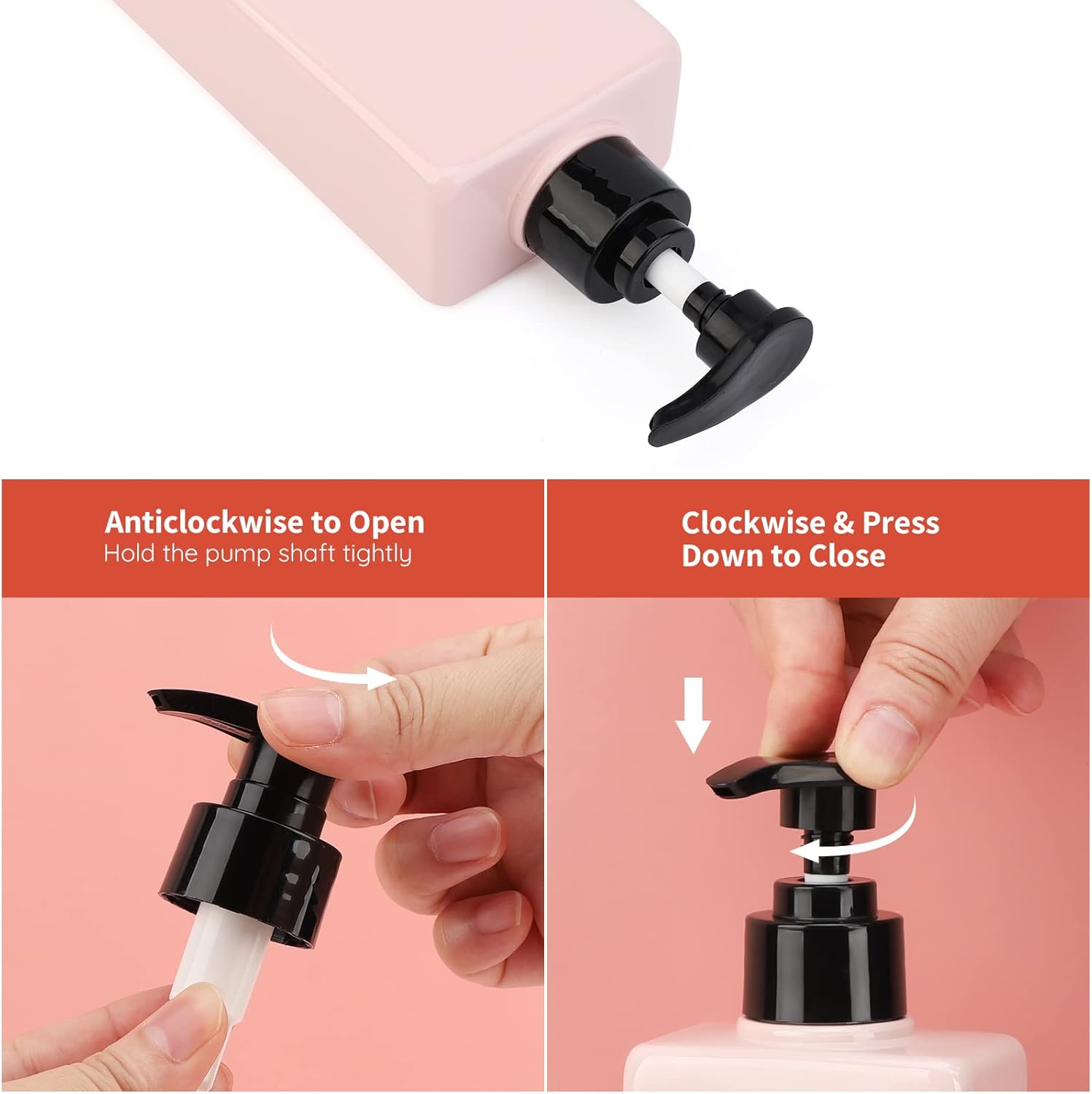 Segbeauty Soap Dispenser Bottle, 3pcs 13.5oz Refillable Pump Shower Bottle with Labels, 400ml Empty Plastic Press Lotion Dispenser Containers for Bathroom Hotel Shampoo Conditioner Body Soap Pink - Image 5