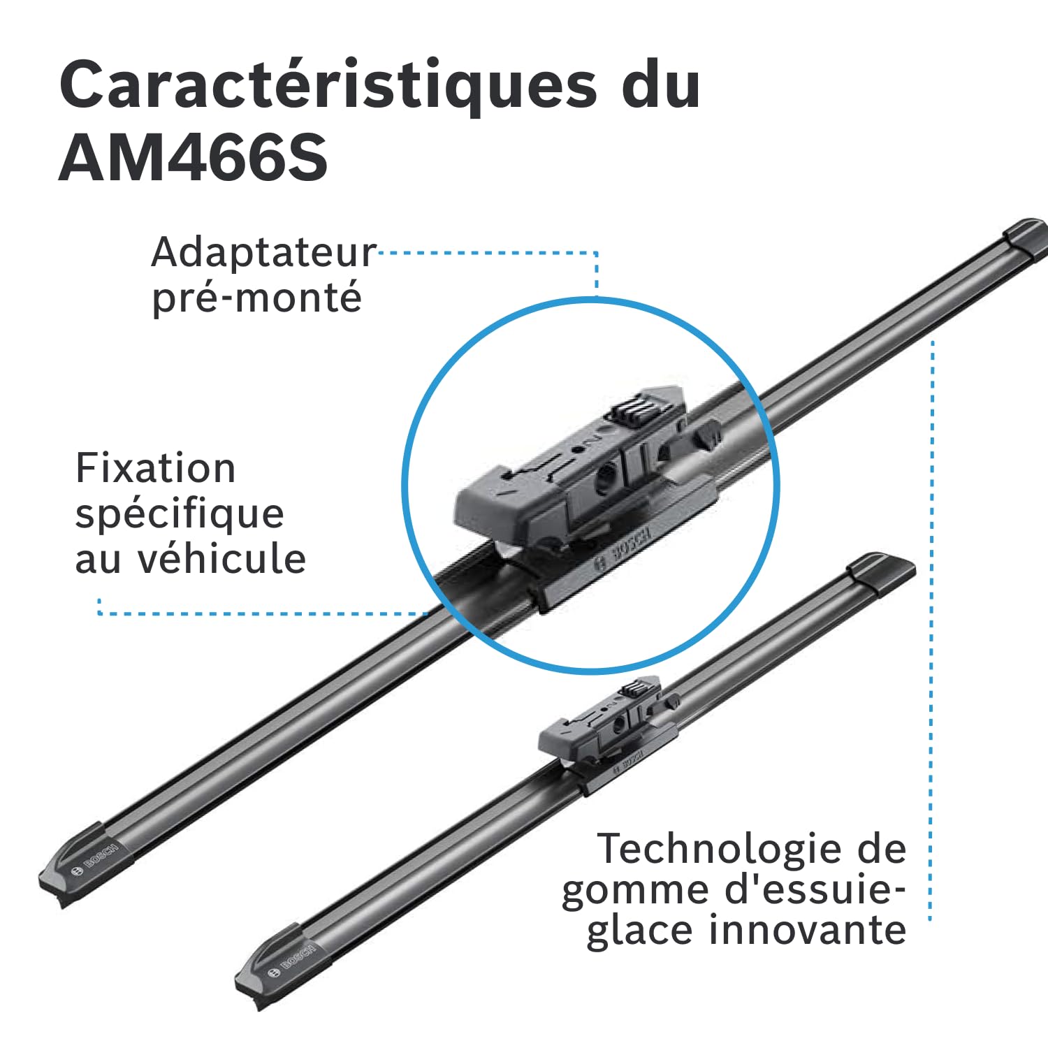 BOSCH Balai d'essuie-glace Aerotwin Multi-Clip AM466S 3397007466 | Compatible avec: ABARTH GRANDE PUNTO, PUNTO, PUNTO EVO, ALFA ROMEO MITO, CHEVROLET AVEO Schrägheck, AVEO Stufenheck, TRAX