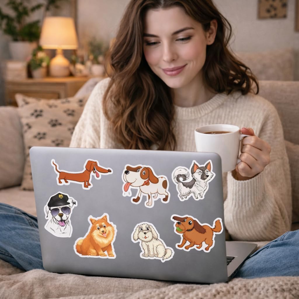 50 Pcs Dog Vinyl Stickers for Adult Women Aged 20+, Dog Stickers for Laptops, Water Bottles, and Personal Items