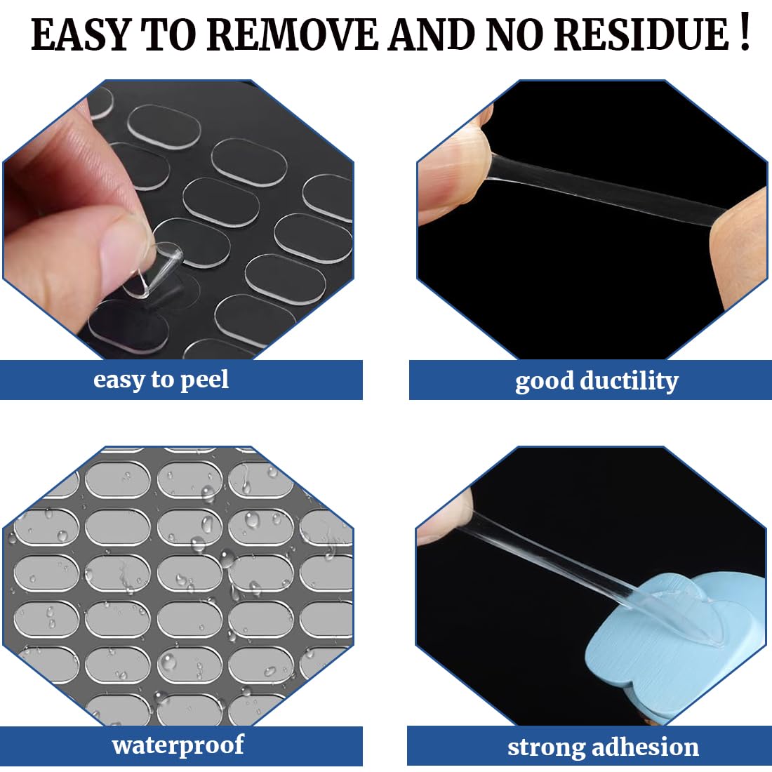 400 Pezzi Adesivo Trasparente 13x8mm, Colla Gel Rimovibile per Appendere Poster, Immagini, Artigianato