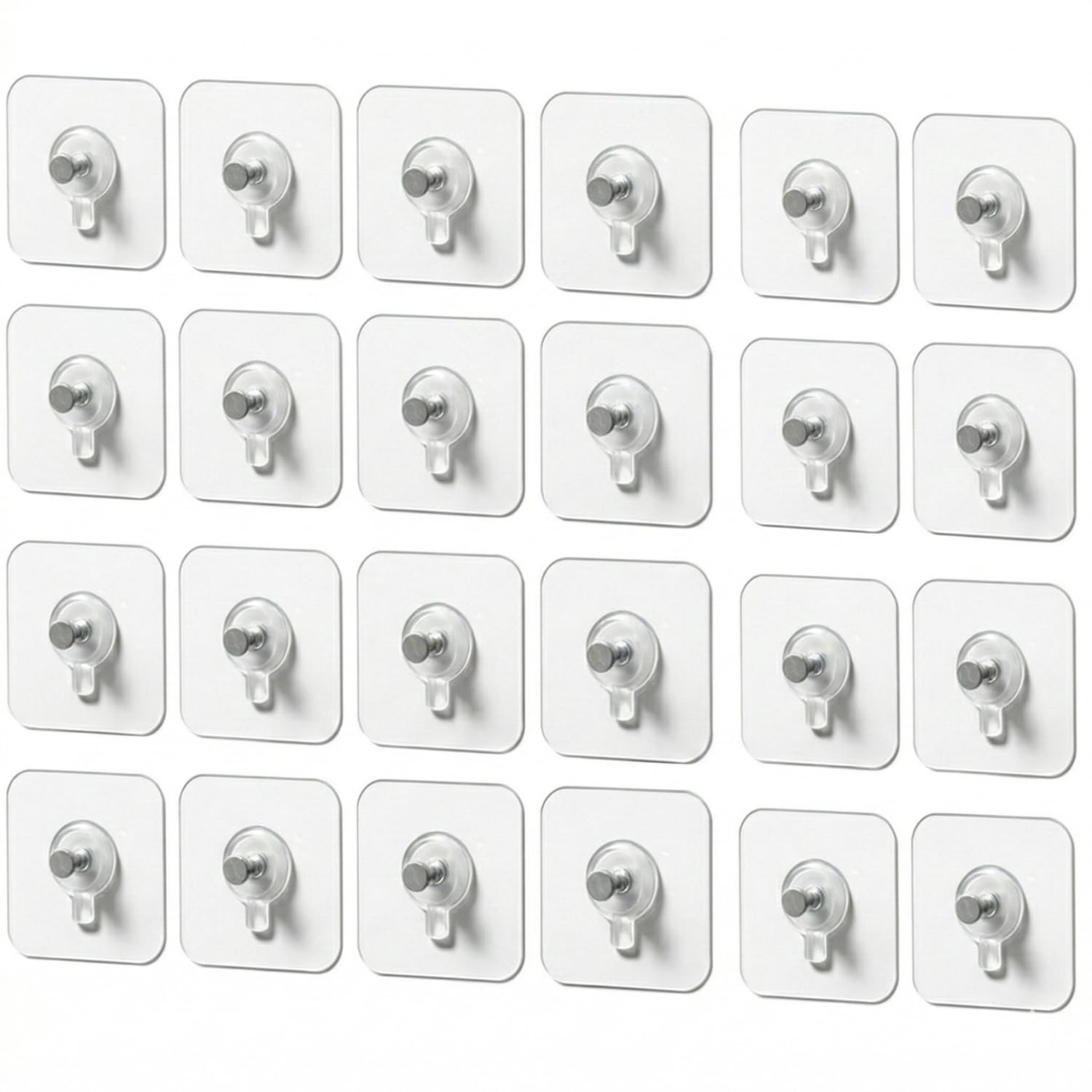 KBS Self Adhesive Wall Hanger Nail Hook Stickers for Hanging Clothes,Photo Frame,Key Home Kitchen Tools Office Bathroom Bedroom Organizers Accessories Items Heavy Duty Transparent (24, Count)