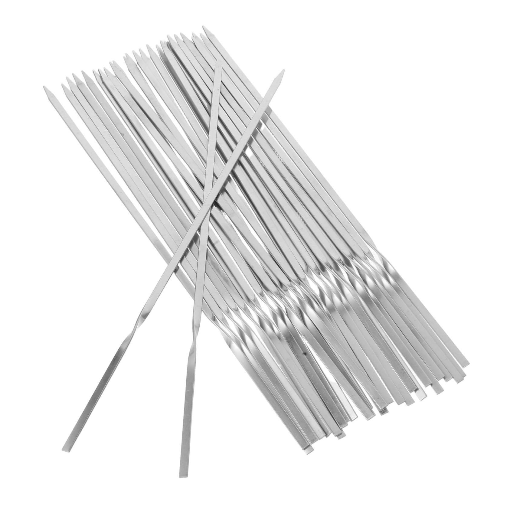 Brocheta para Asar 30 Piezas de Acero Inoxidable Reutilizable | Plata, Diseño Aislante del Calor y Agarre Cómodo, Firme para Carne y Verduras, 1 Juego