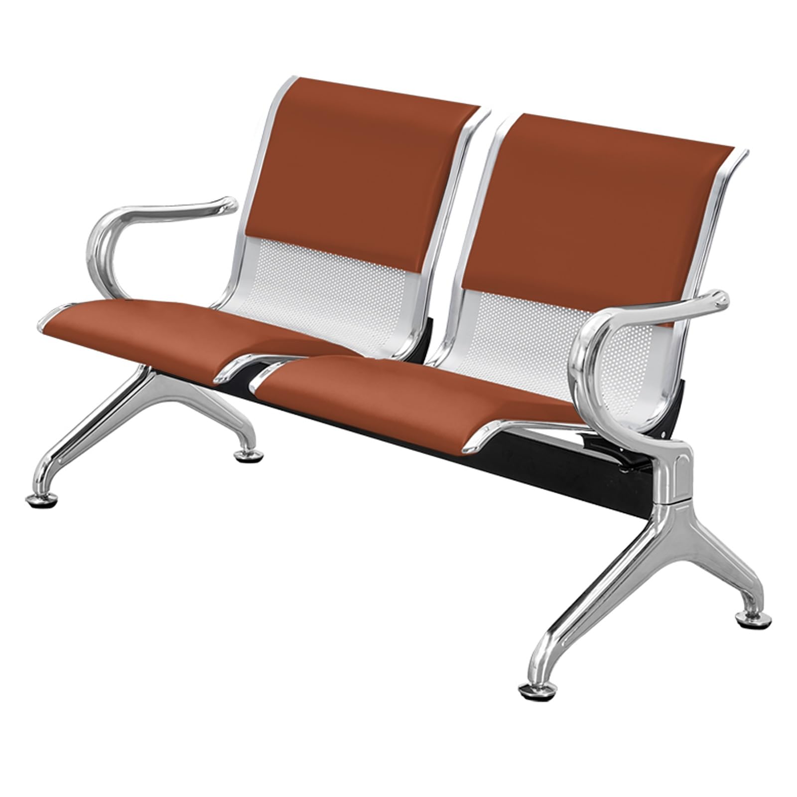 ASerZenith Waiting Room Bench With Backrest And Armrests - Comfortable Seating For Guest Areas, Salons, Airports, And Reception Spaces,Brown
