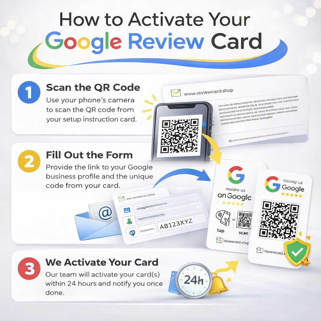 Review Tap Cards (10-Pack) by Review Card - Tap for Instant Reviews - All Phones Compatible - Reusable Smart Tap NFC & QR - Boost Business Reviews - Google Review (10-Pack Google Review Card)
