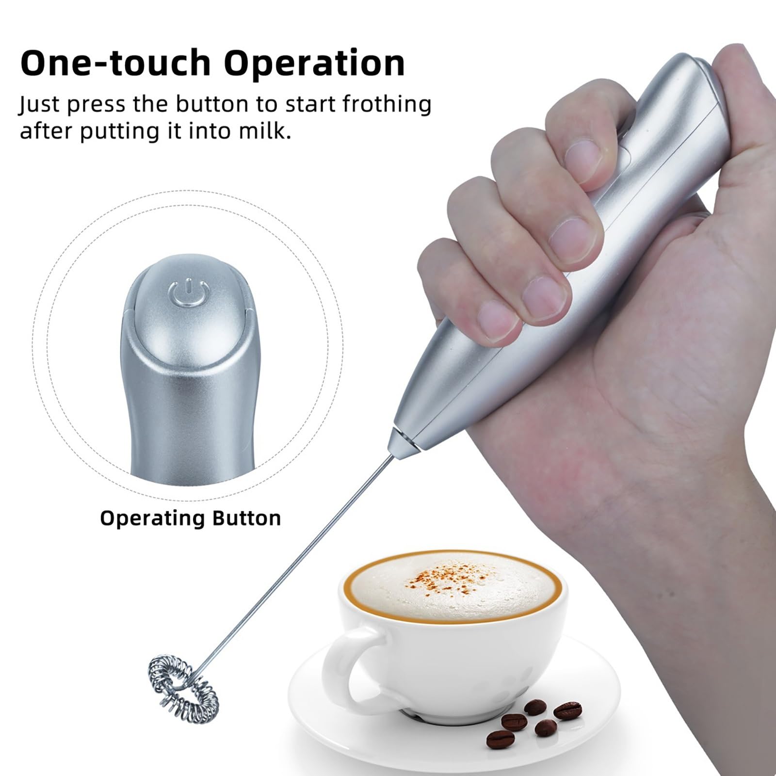 Montalatte Manuale, 400ML / 800ML Acciaio Inossidabile Manuale Palmare Creamer Doppio Schiuma Mesh Mixer, Ideale Per Caffè, Latte, Caffè Caldo Al Cioccolato, Cappuccino, Scrematrice Di Schiuma