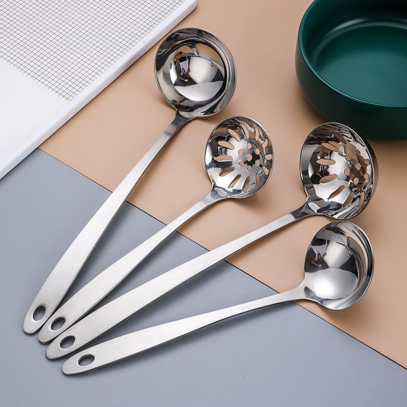 Holzlöffel und Gabel Utensilien-Set zum Kochen mit langem Griff, Küchenwerkzeug für antihaftbeschichtete Pfanne - Salatlöffel, Kochlöffel