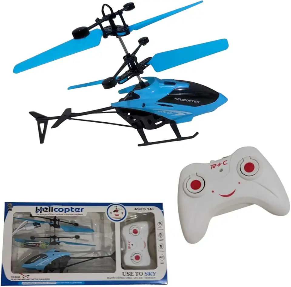 Helicóptero Controle Remoto E Sensor Mini Drone Recarregável (Azul Celeste)