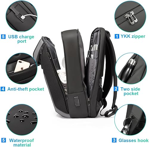 Miniatura 3 de BANGE La mochila inteligente para laptop de negocios impermeable puede adaptarse a portátiles de 15.6 a 17.3 pulgadas con puerto de carga USB 3.0