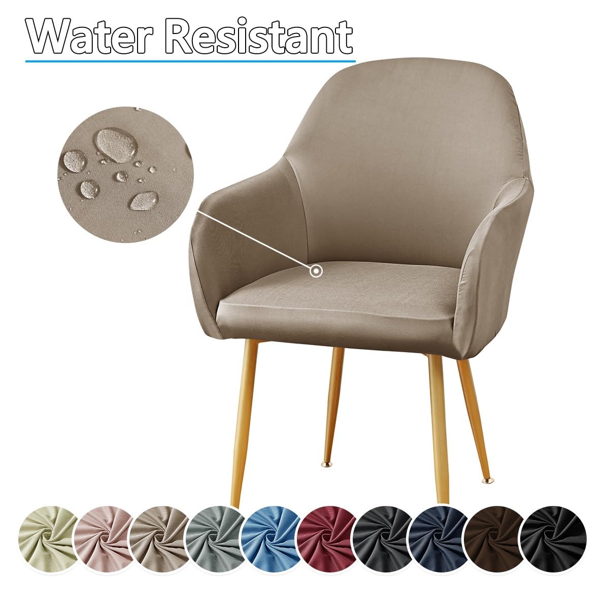 Fundas elásticas universales para sillas con brazos, paquete de 2 fundas decorativas con respaldo curvado para comedor, cocina, oficina, escritorio y sillas giratorias, lavables a máquina y