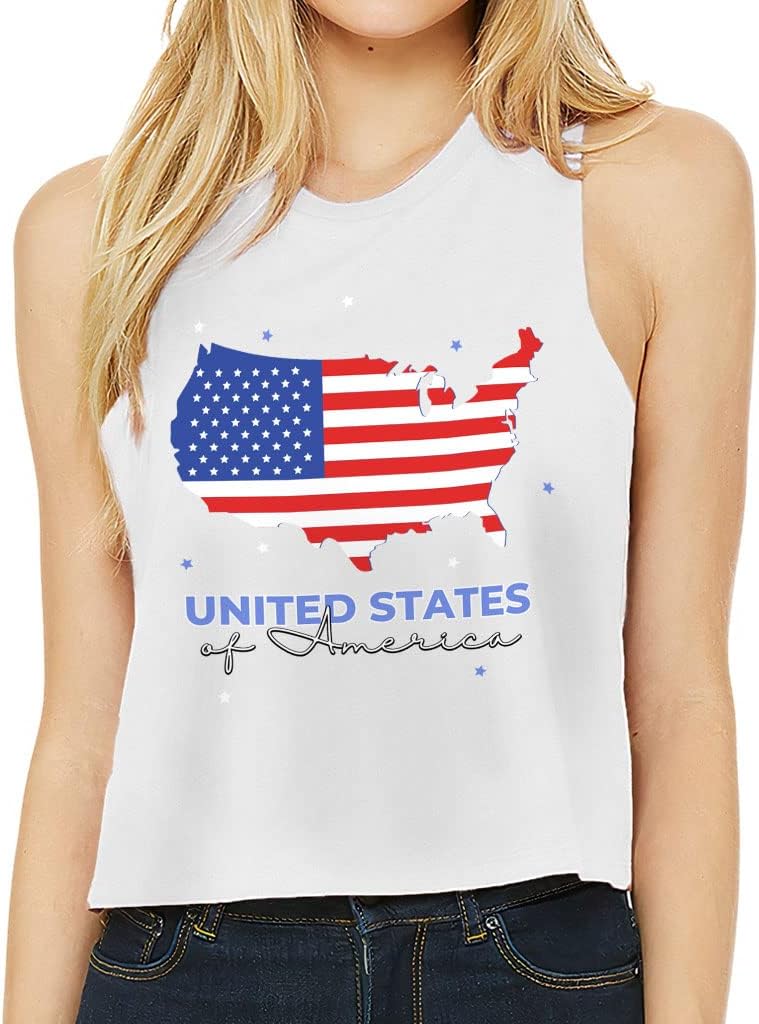 United States of America Racerback Cropped Tank - Flag Women's Tank - Unique Tank Top