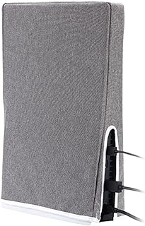 Console Dust Cover, Custom Designed with Thick Cotton, Easy Access Cable Port, for Playstation 5 Console Disc and Digital Edition, Dust Protector (Gray)