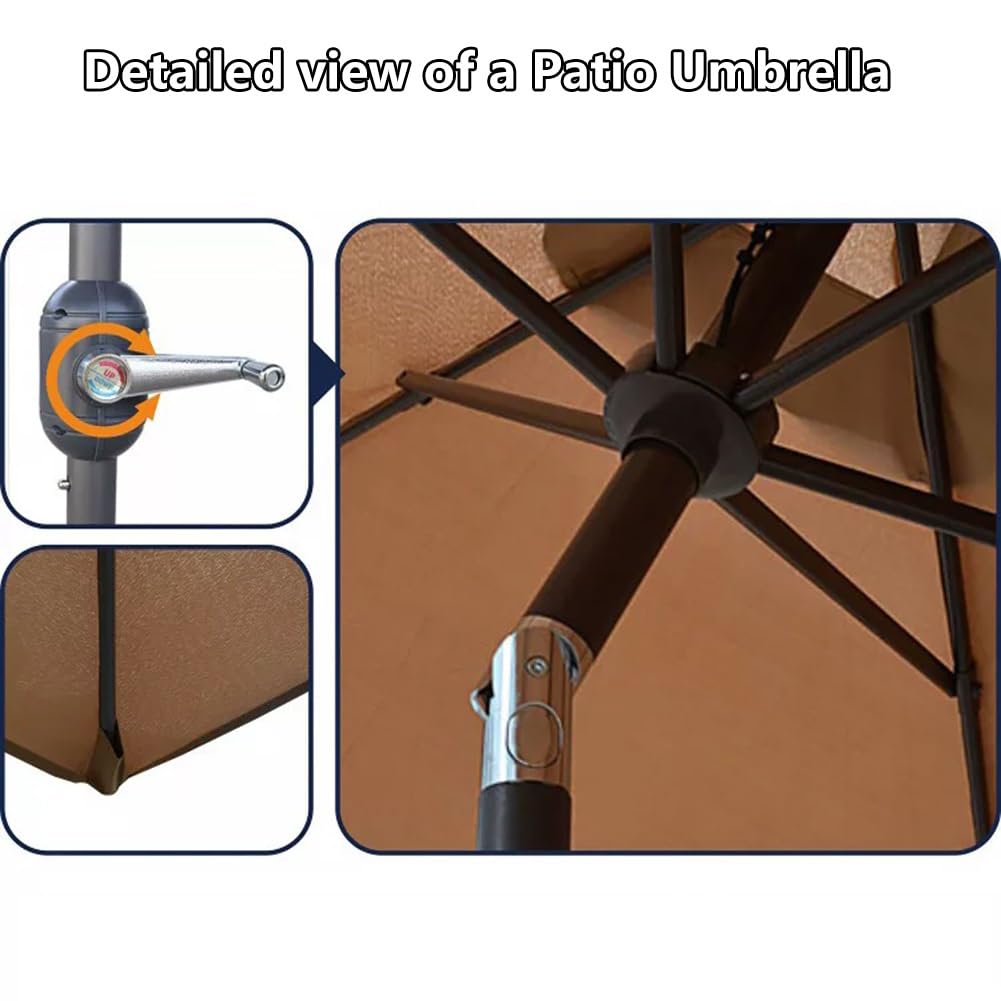 Prostokątny Parasol Przeciwsłoneczny 200 X 300 Cm, Parasol Ogrodowy Z Nachylenia, Korbą Ręczną Do Podwórko, Taras I Przy Basen(Brown)