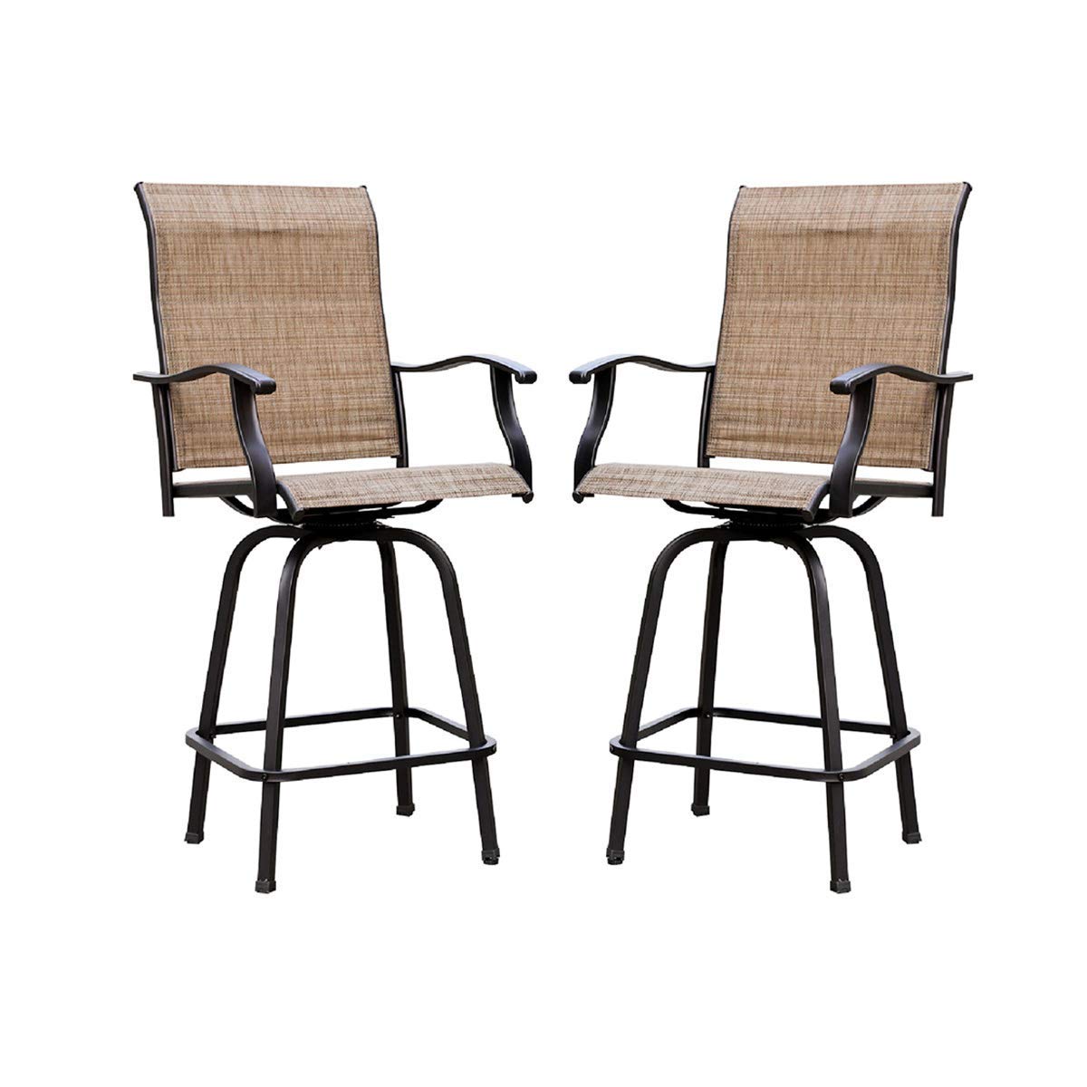 EMERIT Outdoor Swivel Bar Stools Bar Height Patio Chairs
