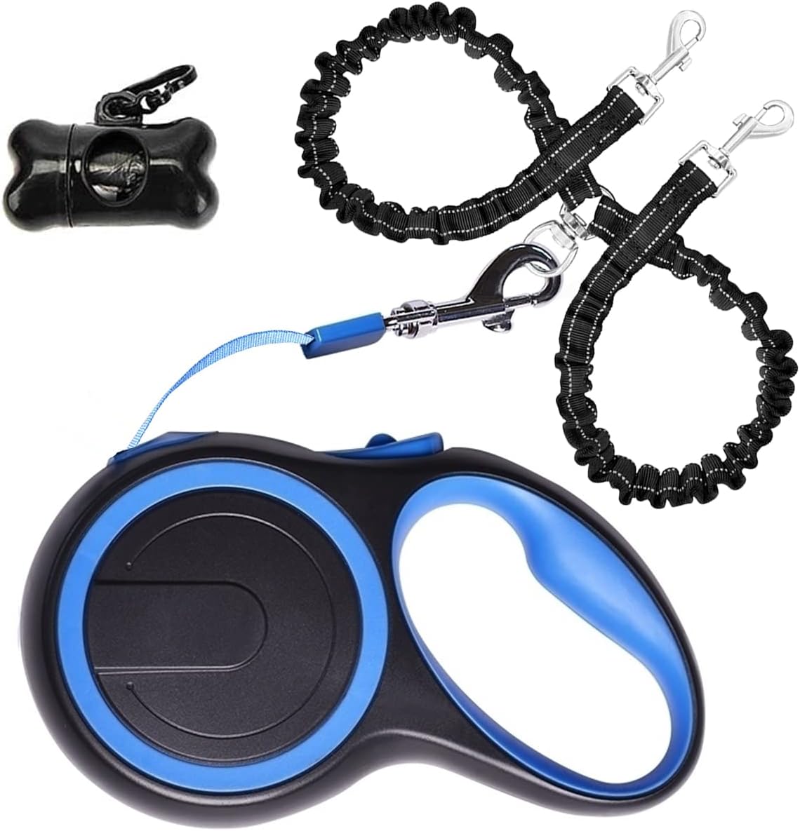 Dual Retractable Dog Leash for Walking 2 Small Large Dogs
