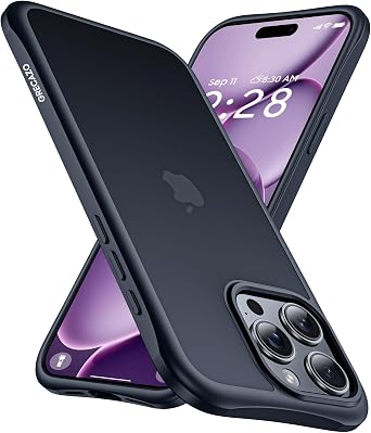 GRECAZO Shockproof for iPhone 16 Pro Max Case, 12FT Military Drop Proof Raised Bezels, Matte Translucent Slim Protective Anti-Scratch Hard PC Back Phone Case for iPhone 16 Pro Max 6.9 Cover, Black