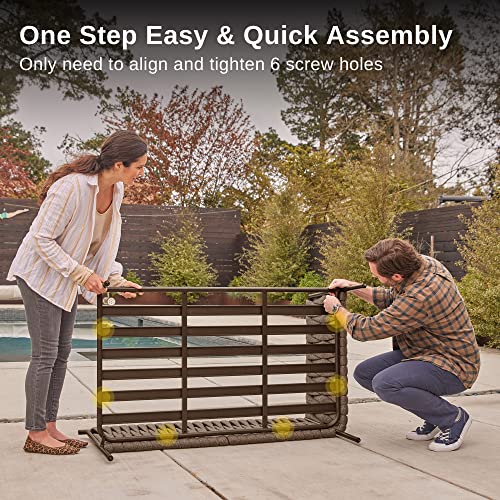 East Oak Life Chatter Patio Furniture Set, Outdoor Furniture Sectional Sofa Set With Round Coffee Table, 4 Seats Sofa Deep Seating With Thick & Washable Cushions, Chestnut Brown & Creamy Apricot #TOP3