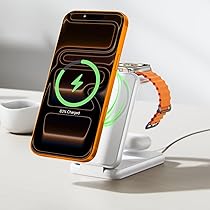 iVANKY Per iPhone 17, 16, 15, 14, 13, 12 Pro Max 3 in 1, stazione di ricarica wireless pieghevole per caricatore magnetico Magsafe, caricatore senza fili induttivo, ricarica rapida per iPhone, Apple iWatch