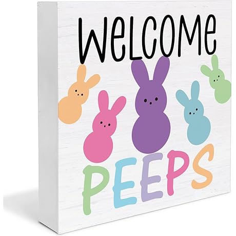 Easter Decor Welcome Peeps Wooden Sign: A Springtime Delight for Your Yard