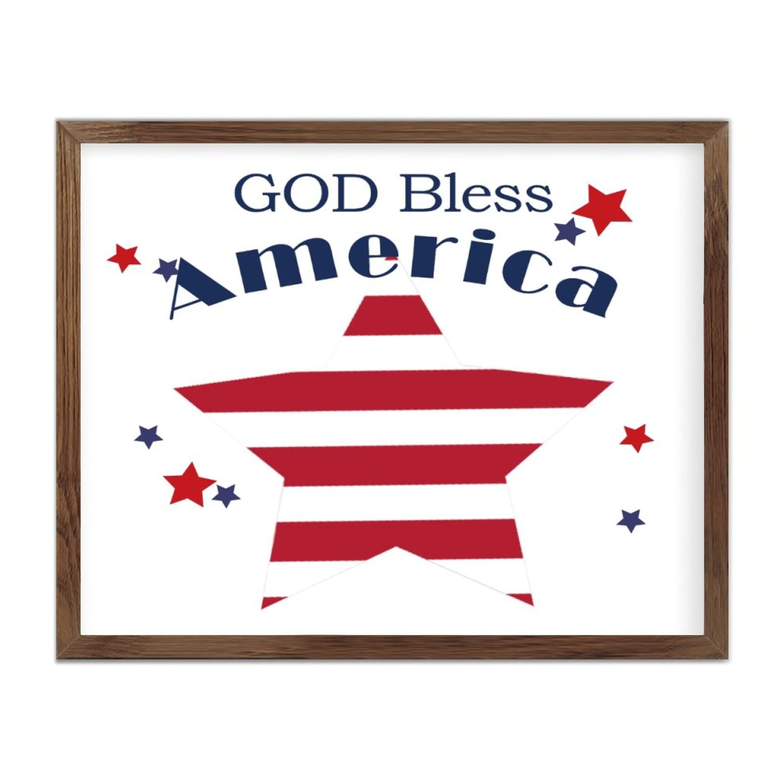 Panneau en bois avec cadre 4th of July God Bless America décoration murale 40,6 x 50,8 cm