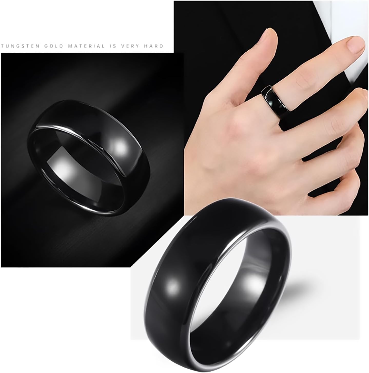 Generic RFID Rewritable T5577 Chip Black or White epoxy Ceramic Smart Finger Ring for Replication 125kHz Access Key Card (Black, US#10 65mm)