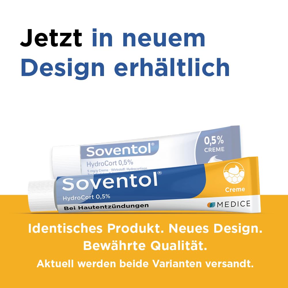 Soventol HydroCort 0,5% Creme 2x 30 g bei akuten Hautentzündungen wie Neurodermitis, Hautallergien & Ekzemen - lindert Juckreiz - entzündungshemmend