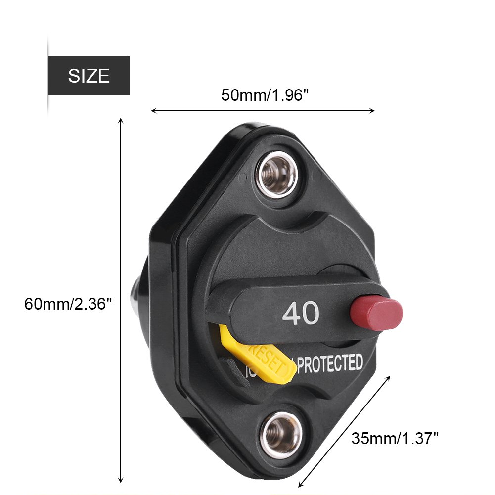Walfront 40 Amp Manual Reset Circuit Breaker Switch Car Boat Fuse Holder Waterproof, Fuse : Automotive