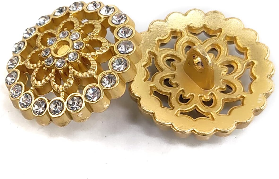 Decorative Hollow Flower Buttons with Pearls 20 Pcs - 18mm, 23/32" - Image 5