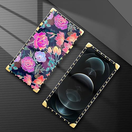 Miniatura 4 de DAIZAG Funda compatible con iPhone 13 Pro Max, hermosas flores doradas, decoración de esquina de metal retro, funda de TPU suave a prueba de golpes