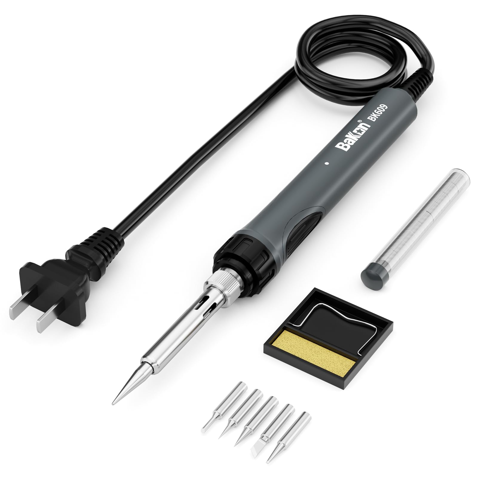 Bakon 609 Soldering Iron Kit 80W with 5 Tips, Solder Wire, Stand
