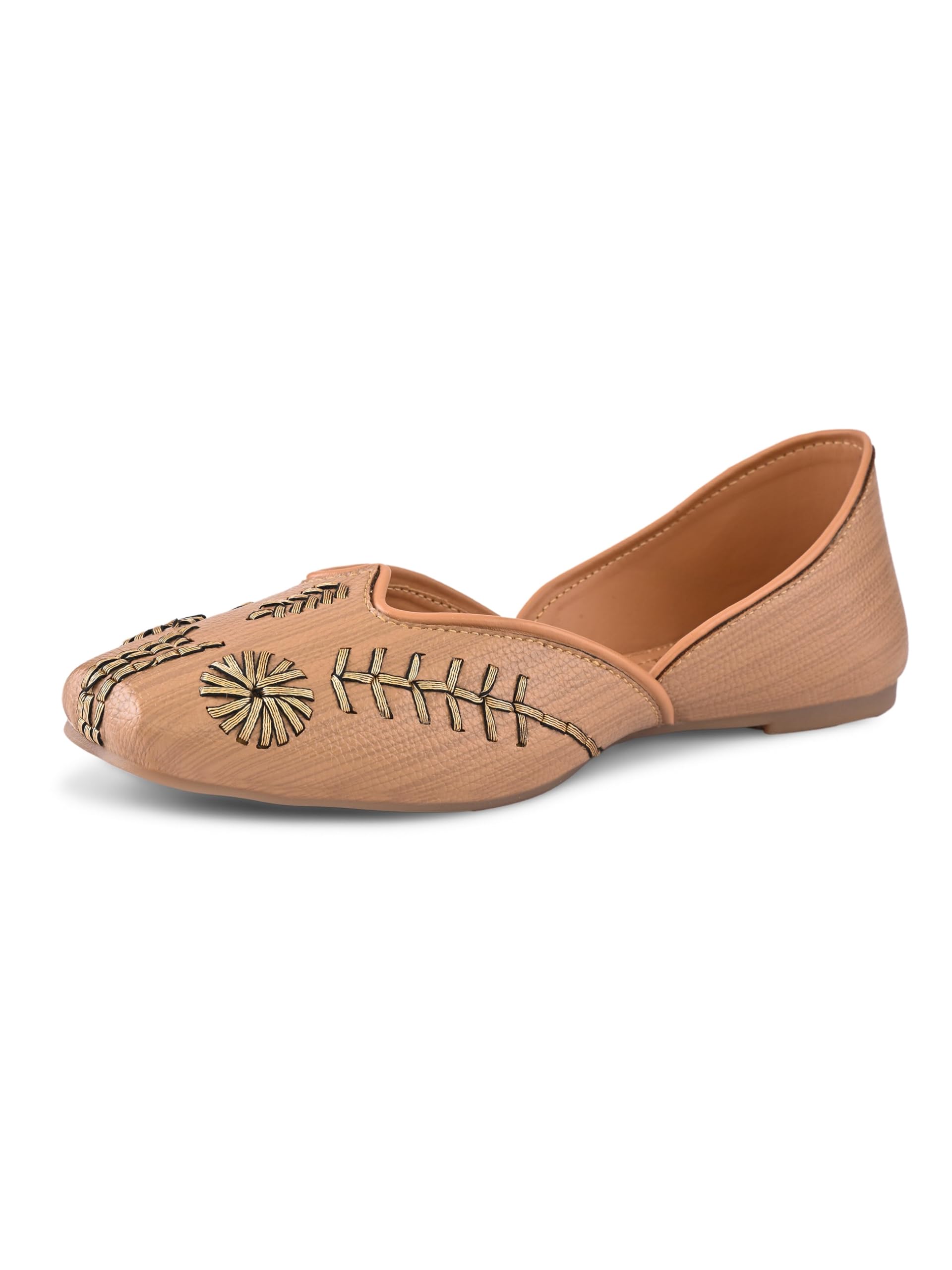 Women’s Slip-On Punjabi Juttis with Embroidered Upper | Soft Cushioned Insole | Square Toe Comfortable Ethnic Flats for Girls & Women-image-45