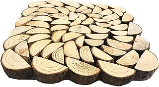 Vetrineinrete® Base Decorativa a Forma di Corteccia Quadrata in Rilievo in Legno Decorazione Tavolo centrotavola alzatina sottovaso sotto pianta (25x25 cm) G73