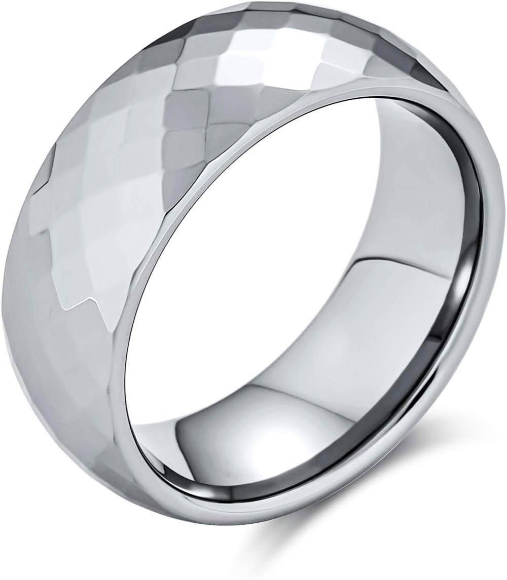 Bling Jewelry Couples Multi Faceted Prism Cut Titanium Wedding Band Rings for Men for Women Silver Tone Comfort Fit 8MM