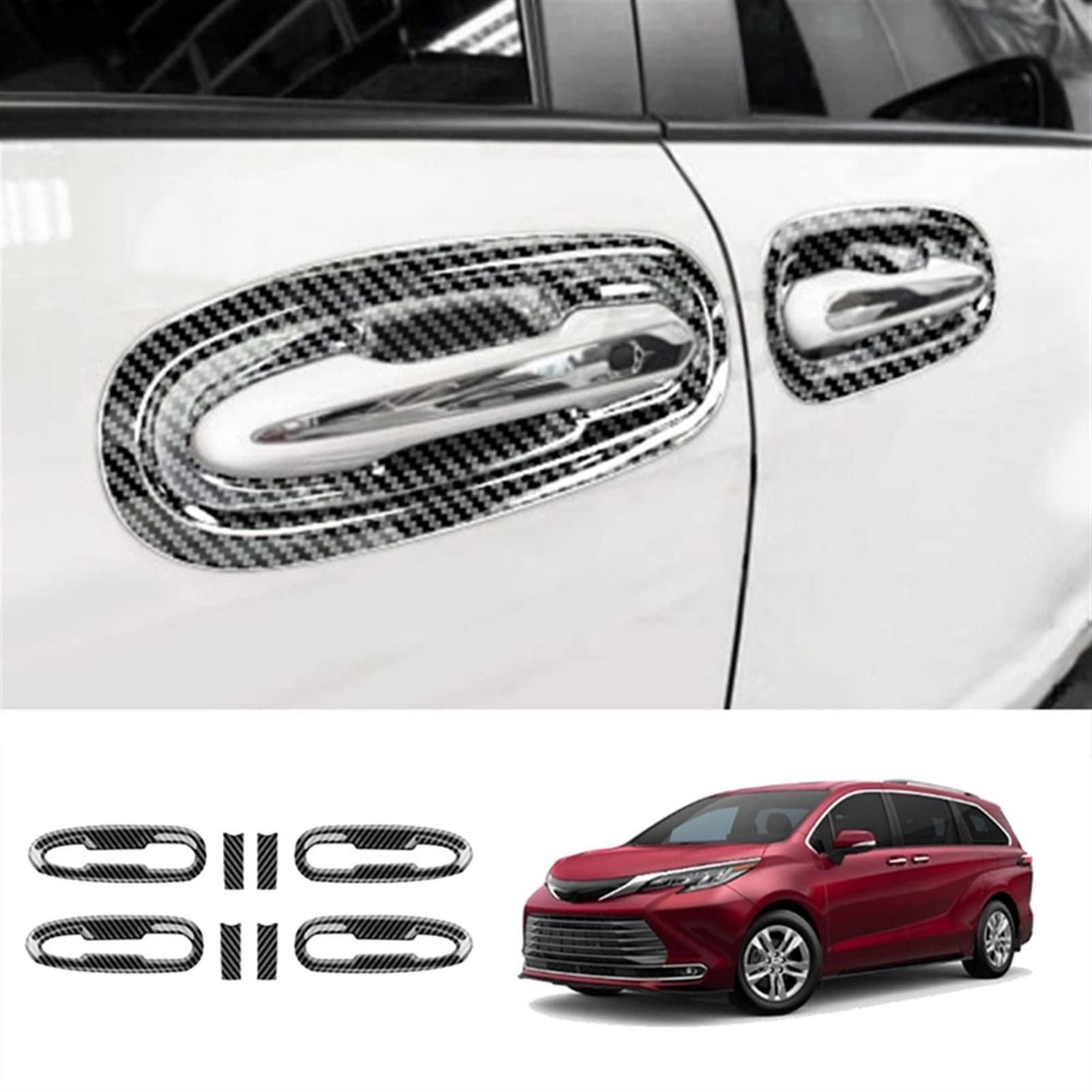 QWQTHGS Car Exterior Door Handle Cap for Sienna 2021 Car Exterior Door Bowl Handle Frame Cover Trim(2)