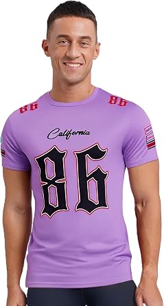 Mens Number Graphic Athletic Jersey Quick-Dry Short Sleeve Breathable Football Sports Tee
