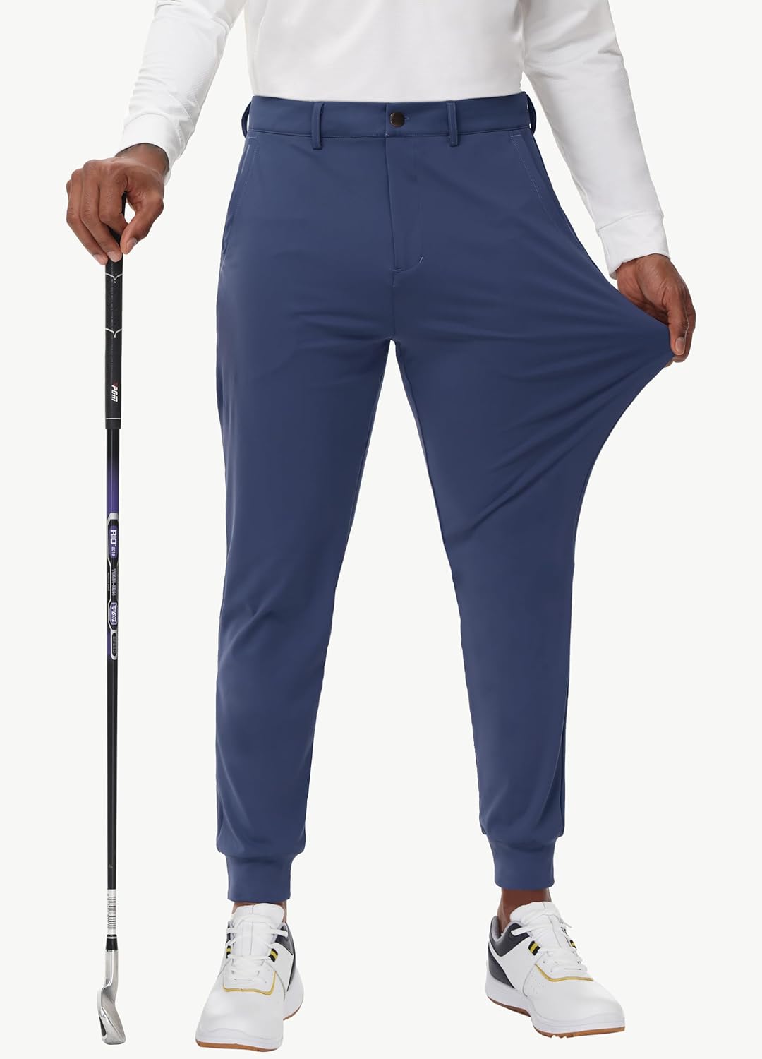 JWM Men's Stretch Golf Joggers Pants with Belt Loops - 29" 34" Slim Fit Tapered Casual Business Travel Dress Work Sweatpants - Image 2