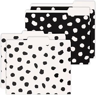 Whaline 24 Pack Black White Polka Dots File Folders Letter Size Dots File Pockets with 1/3 Cut Tab Filing Folder for Home Office Classroom Supplies, 8.9 x 11.6 Inch